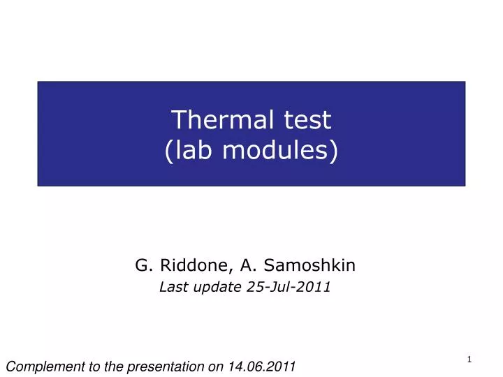 thermal test lab modules