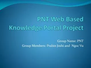 PNT Web Based Knowledge Portal Project