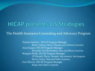 HICAP presents LIS Strategies