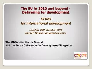 The EU in 2010 and beyond - Delivering for development