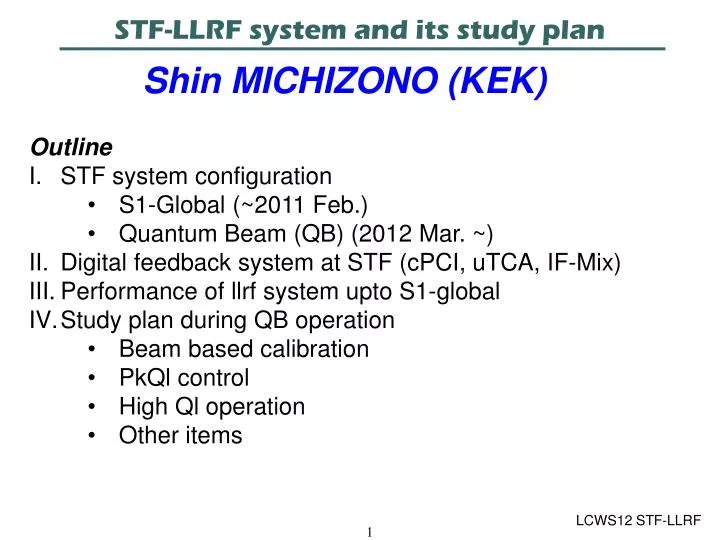 stf llrf system and its study plan