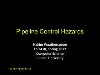 Pipeline Control Hazards