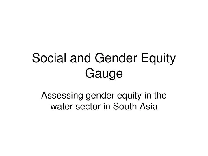 social and gender equity gauge