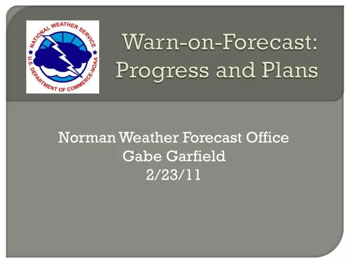 warn on forecast progress and plans