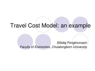 Travel Cost Model: an example