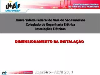 universidade federal do vale do s o francisco colegiado de engenharia el trica instala es el tricas