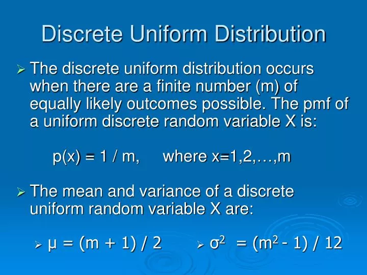 discrete uniform distribution