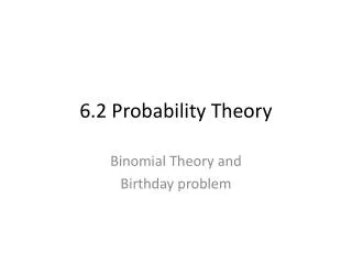6.2 Probability Theory