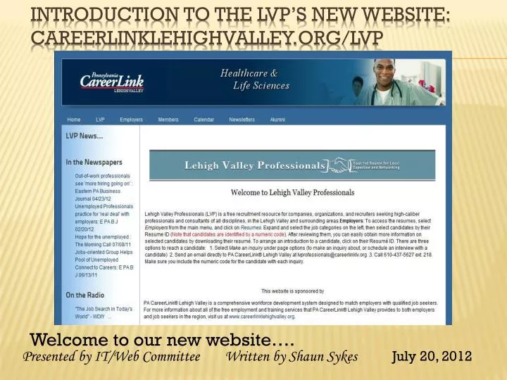 introduction to the lvp s new website careerlinklehighvalley org lvp