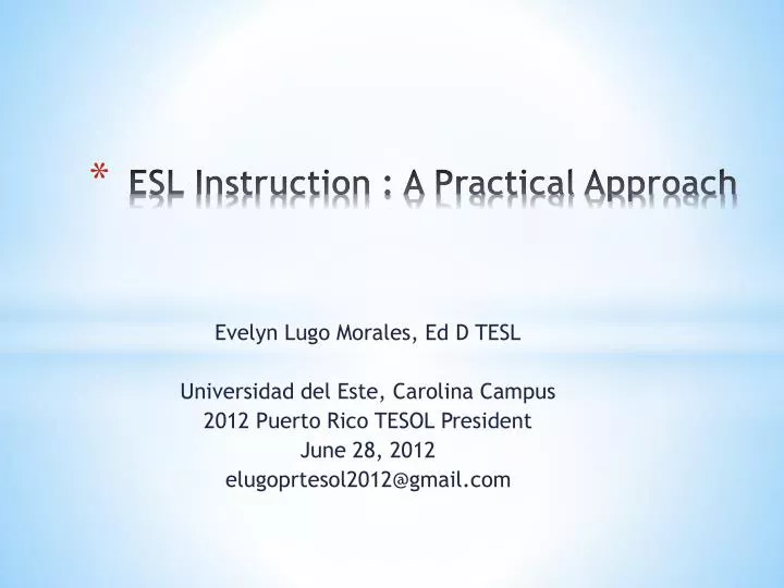 esl instruction a practical approach