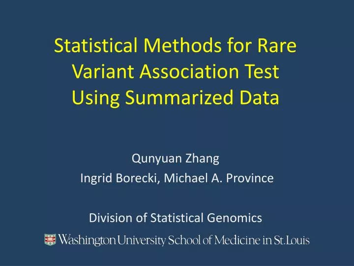 statistical methods for rare variant association test using summarized data