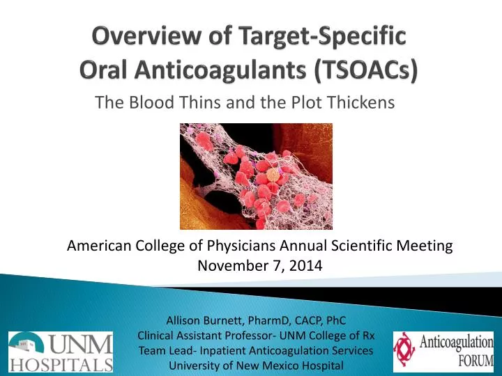 overview of target specific oral anticoagulants tsoacs