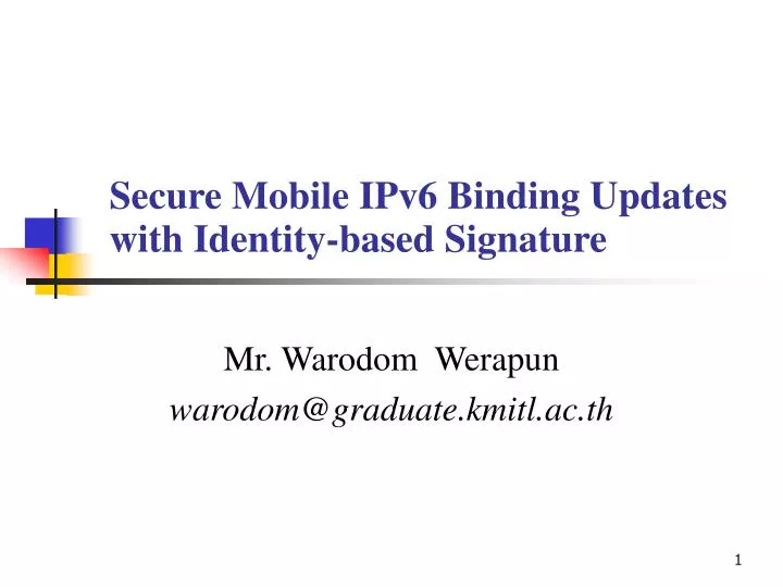 secure mobile ipv6 binding updates with identity based signature