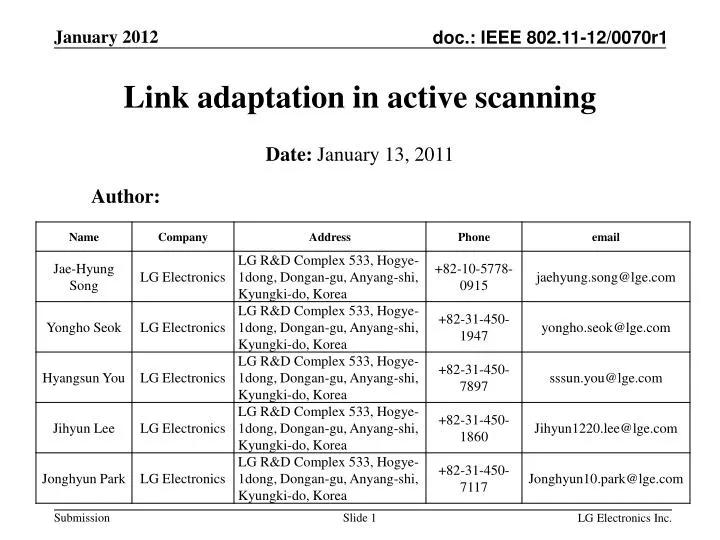 link adaptation in active scanning