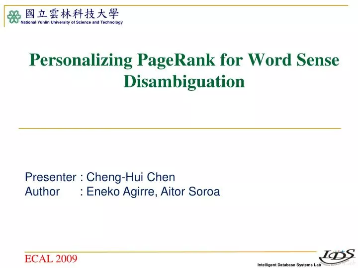 personalizing pagerank for word sense disambiguation