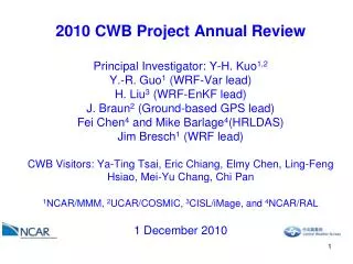 Task 1.1: Support for the WRFVar component of the CWB operational system