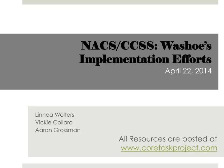 nacs ccss washoe s implementation efforts april 22 2014
