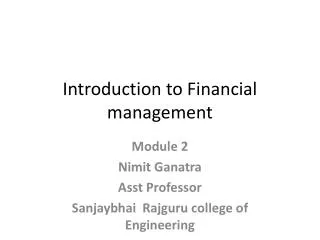 Introduction to Financial management