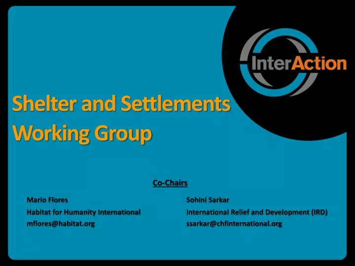 shelter and settlements working group