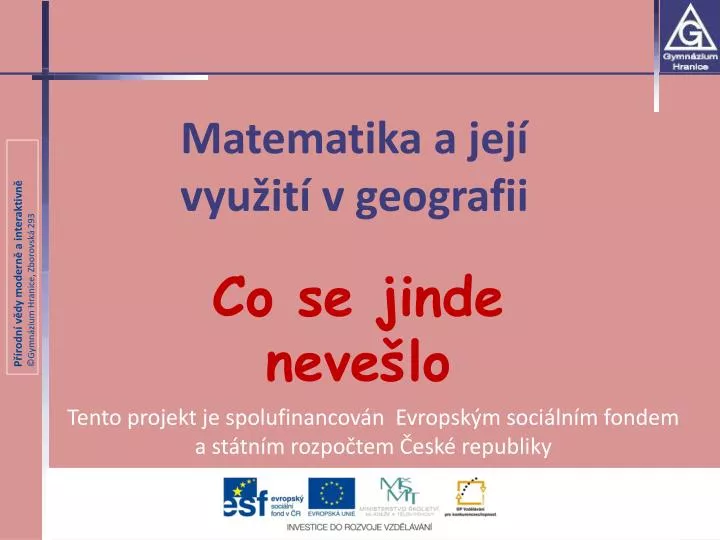 matematika a jej vyu it v geografii