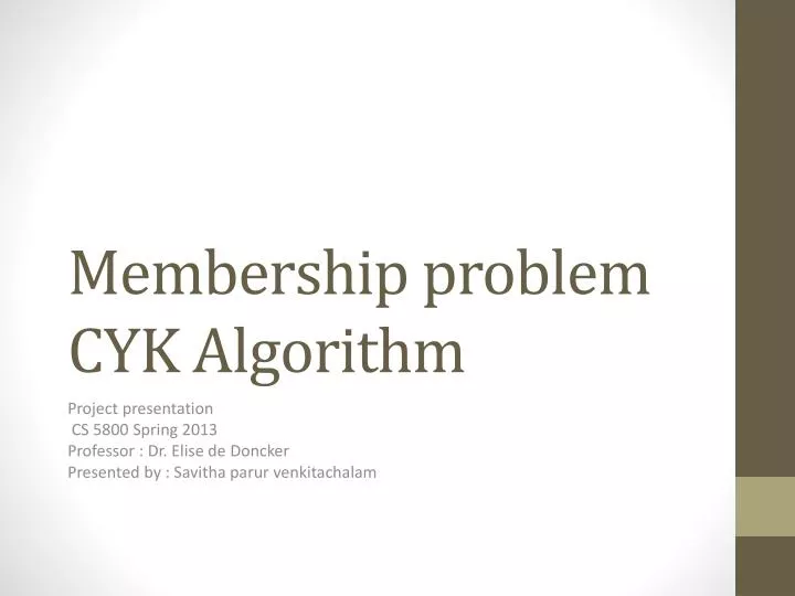 membership problem cyk algorithm