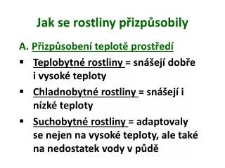 jak se rostliny p izp sobily