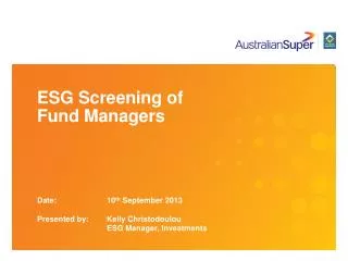 ESG Screening of Fund Managers