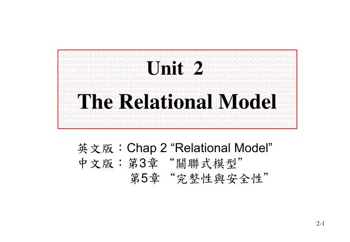 unit 2 the relational model
