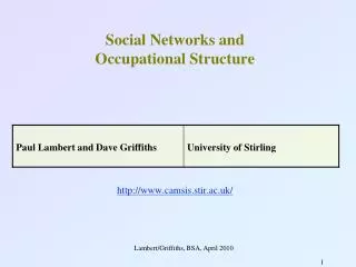 Social Networks and Occupational Structure camsis.stir.ac.uk/