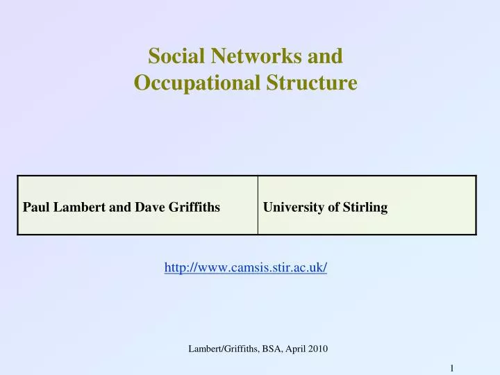 social networks and occupational structure http www camsis stir ac uk