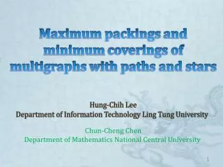 Hung- Chih Lee Department of Information Technology Ling Tung University