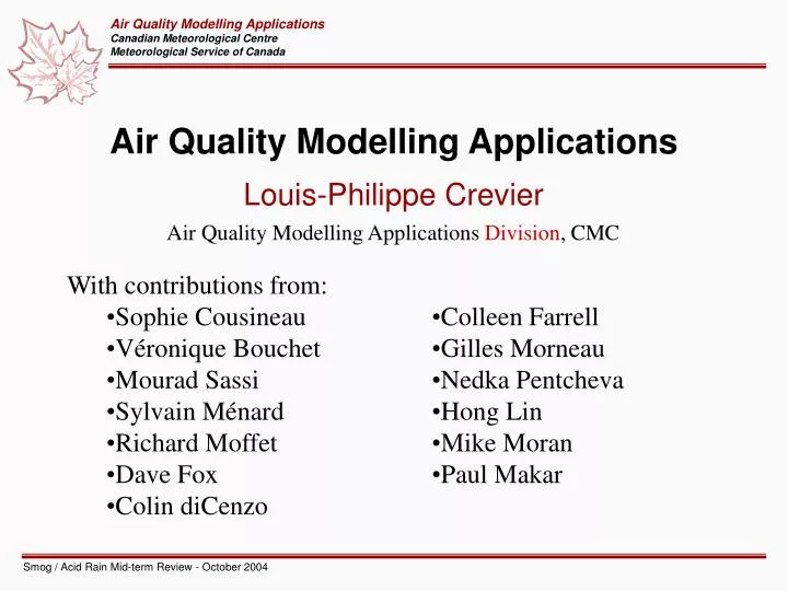 air quality modelling applications