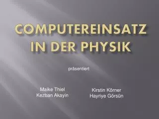 computereinsatz in der physik