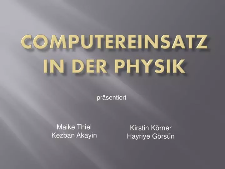 computereinsatz in der physik