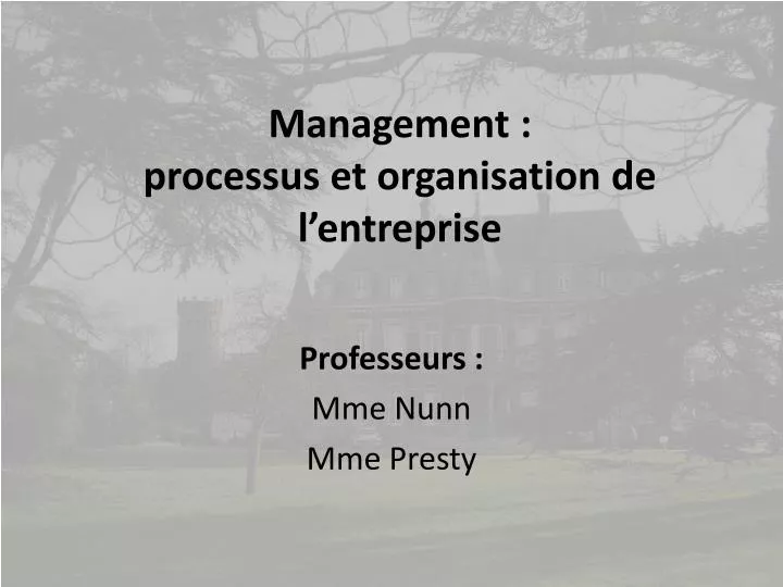 management processus et organisation de l entreprise