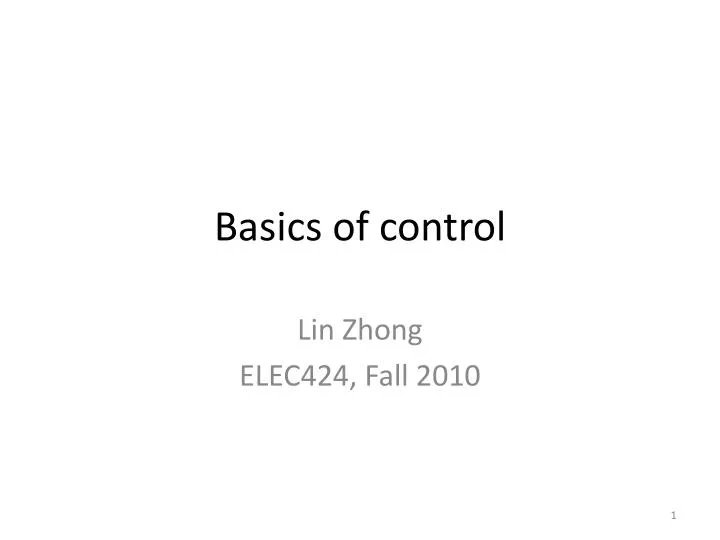 basics of control