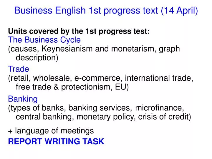 business english 1st progress text 14 april