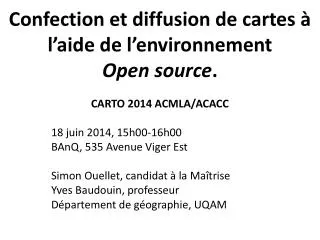 confection et diffusion de cartes l aide de l environnement open source