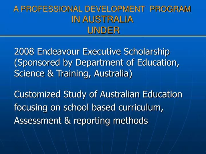 a professional development program in australia under