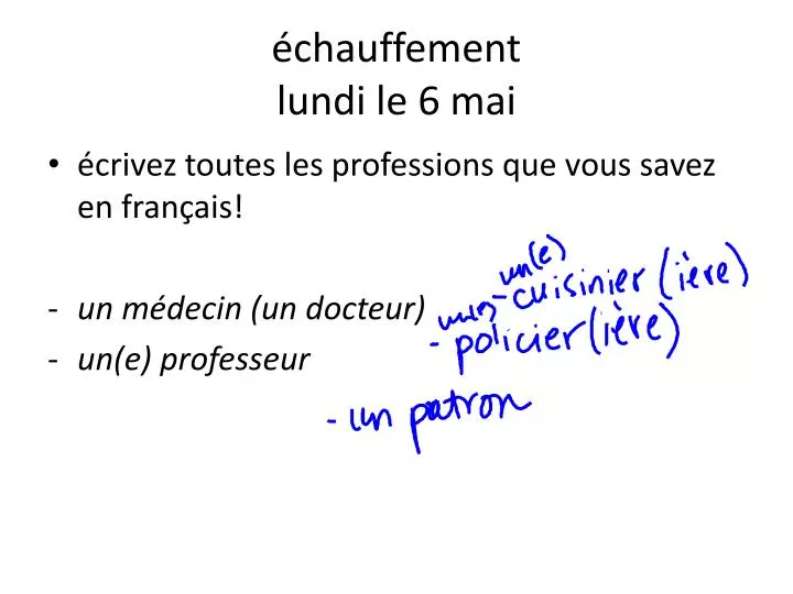 chauffement lundi le 6 mai