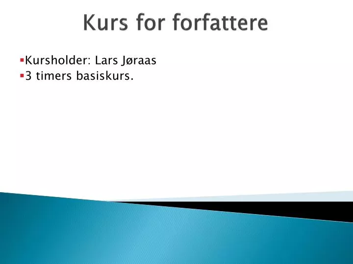 kurs for forfattere