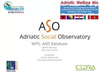WP5: ASO Database Welfare Mix Days Sptit , July 3-4 2014 Ranko Mili? Adriatic Welfare Mix