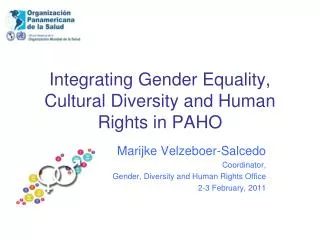 Integrating Gender Equality, Cultural Diversity and Human Rights in PAHO