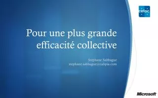 pour une plus grande efficacit collective