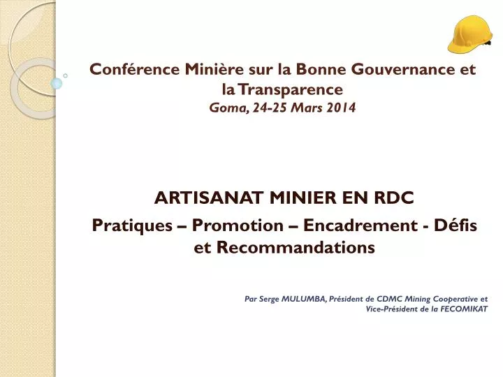 conf rence mini re sur la bonne gouvernance et la transparence goma 24 25 mars 2014
