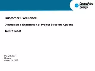 Customer Excellence Discussion &amp; Explanation of Project Structure Options To: CY Zebot