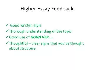 Higher Essay Feedback
