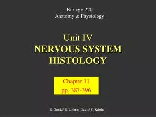 Unit IV NERVOUS SYSTEM HISTOLOGY