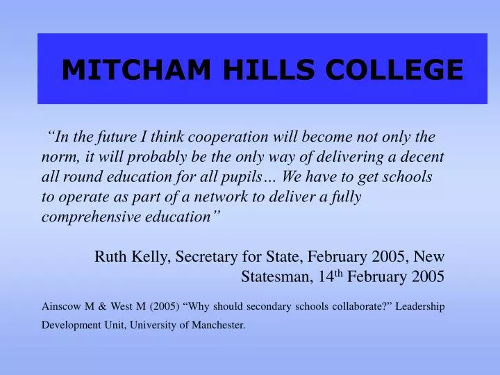 mitcham hills college
