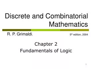 Chapter 2 Fundamentals of Logic